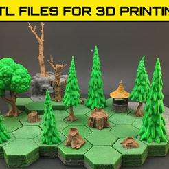 Forest-Set.png 3D file Forest Set - "HEX" Tiles for a highly detailed 3D game board.・Template to download and 3D print