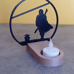 IMG_20221119_112941.jpg SHADOW FOR TEA CANDLE LIGHT HOLDER WITH THE MANDALORIAN AND GROGU SILHOUETTE