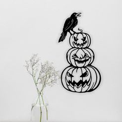 Crow-with-the-pumpkins-Halloween-E0015346-file-cdr-and-dxf-free-vector-download-for-laser-cut-plasma.jpg STL-Datei Halloween・3D-Druckvorlage zum Herunterladen