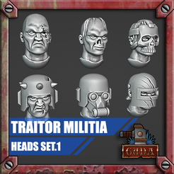 traitor-militia-HEADS.png STL file Traitor Militia Heads set 1・3D printer design to download