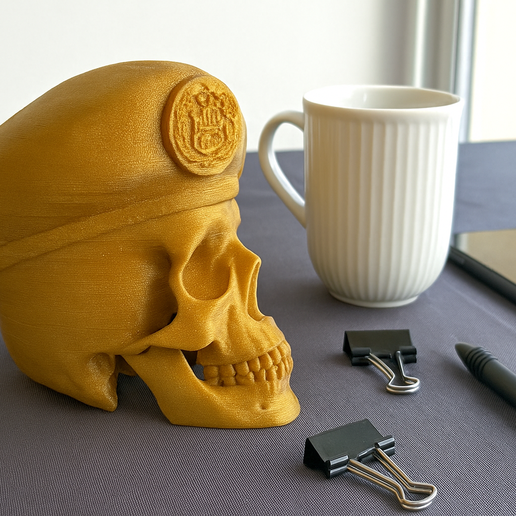 20250730_1919_Golden-Skull-on-Table_remix_01k1ephsapepk933a4388cyw5q.png Peruvian Army Beret Skull printable and renderable