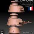 Flat FT TURRETS ROTATING TURRET FOR THE WW1 ERA FRENCH RENAULT FT TANK CANNON AND MACHINE GUN VARIANTS INCLUDED 3 MODELS IN TOTAL Porte UM Toa dC pc}o 11a y.\_] 6 2 al Renault FT Tank Turrets