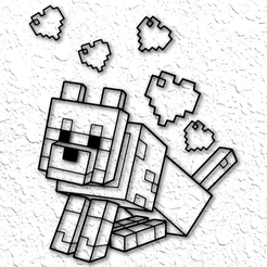project_20230216_2048347-01.png STL file Minecraft wall art Minecraft wall décor Minecraft Dog or Wolf・3D printable model to download