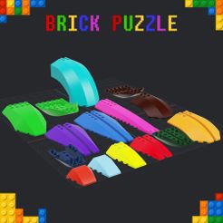 Brick-Puzzle-Block-Special-Bows-001.jpg STL file Brick Puzzle - Block - Special Bows・3D printable model to download