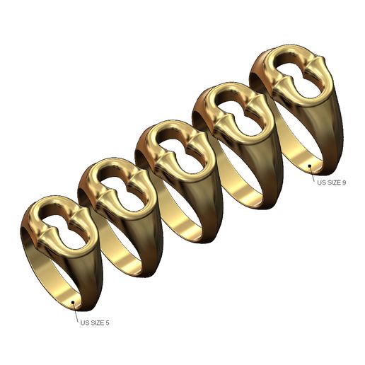 Oblang curved chain link signet US sizes 5to9 3D print model 3D model