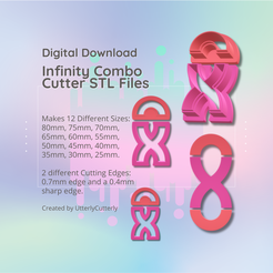 Cover-9.png Clay Cutter STL File Infinity Combo 1 - Love Earring Digital File Download- 12 tamaños y 2 versiones de cortador, cortador de galletas