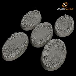 75x42mm-Skull-Cracked-Mud-Thumbnail-V1.jpg STL file 75x42mm Skull with Cracked Earth oval figure bases - LegendGames・3D printable design to download