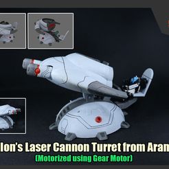 AxalonTurret_FS.jpg 3D file Transformers Axalon's Laser Cannon Turret from Armada (Motorized using Gear Motor)・3D printer model to download