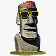 model.png Moai statue wearing sunglasses and a party hat NO.2