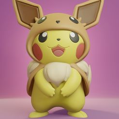 pikachu-cosplay-eevee.jpg Free STL file Pokemon - Pikachu Cosplay Eevee・Object to download and to 3D print