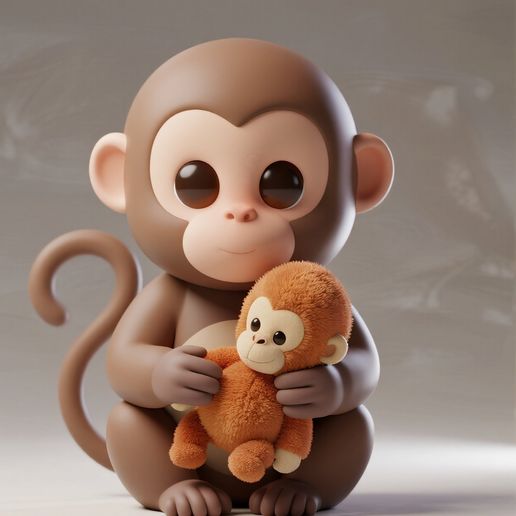 Baby Macaque Punch with Plush Orangutan
