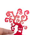 HCOO3278-1.png Spooky Tree, Haunted Tree with Curls, Halloween, 2D Wall Art