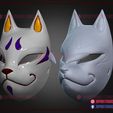 Kitsune_Fox_Mask_3d_print_model_stl_08.jpg Kitsune Fox Mask - Cosplay Costume Halloween