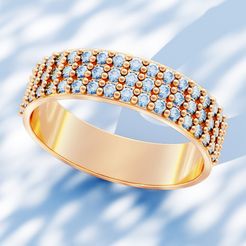 Ring1.jpg Файл STL Обручальное кольцо с 60 драгоценными камнями・Дизайн 3D принтера для загрузки