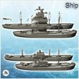 2.jpg Set of two large transport ships with chimneys and boats (3) - World War Two Second WWII Western campaign USA UK Germany