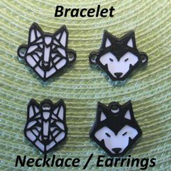 IMG_72901.jpg STL file 4 Wolf Necklaces, Bracelets, Earrings, Jewelry・3D printable design to download