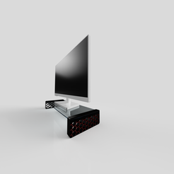 Monitor-Stand-Render.png STL file Bi-Color Hexagon Monitor Stand・3D print object to download, FabHH