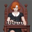 12.jpg QUEENS GAMBIT ANYA TAYLOR JOY CHESS GIRL CHARACTER STATUE 3D print model