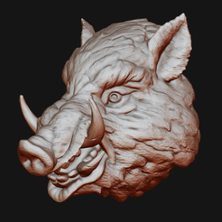 000.png OBJ file Boar Head・3D printable model to download, 3DPrintArt