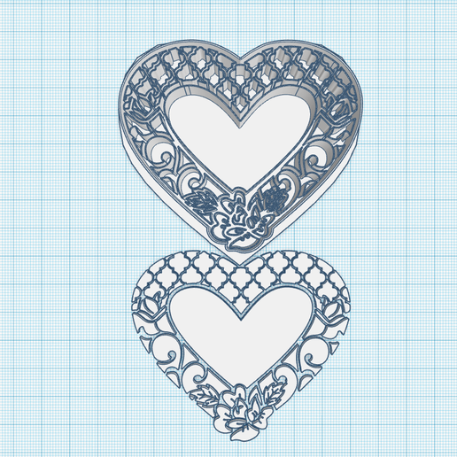 Floral heart cutter, heart printable stamp, Cookie cutter, Polymer Clay Cutter, earrings 3D model