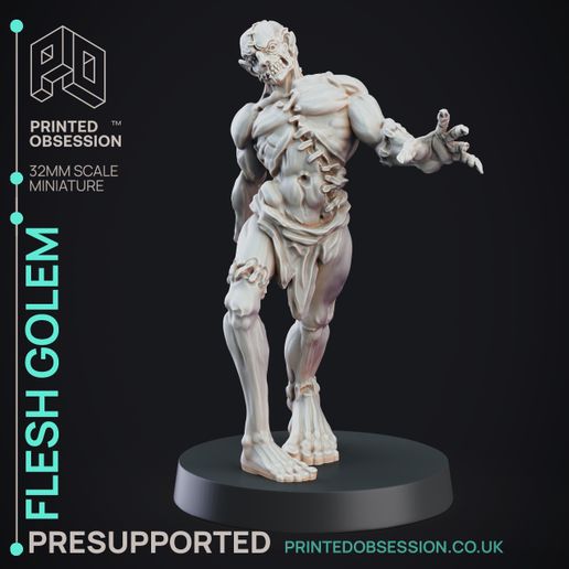 flesh-golem-4.jpg Golem Flesh - Constructs - PRESUPPORTED - Illustrated and Stats - 32mm scale