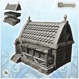 1-PREM.jpg Medieval house with large awning on platform and access staircase (15) - Medieval Gothic Feudal Old Archaic Saga 28mm 15mm RPG