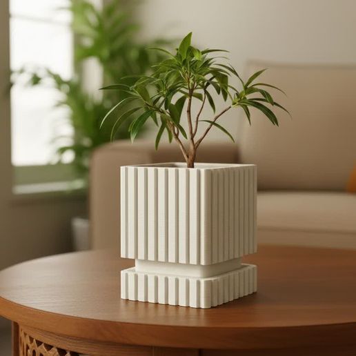 Minimalist Vertical Stripe Vase with Drainage