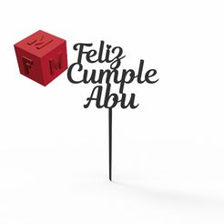feliz-cumple-Abu.jpg Archivo STL Feliz Cumple Abu Cake Topper・Modelo para descargar y imprimir en 3D
