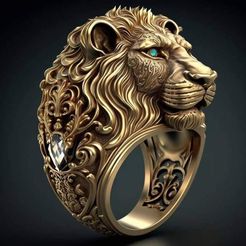 Lion-Ring-3D-print-model-file-pic-1.jpg STL file Lion Ring 3D-print model file・3D print design to download