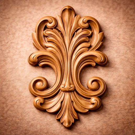 Acanthus Scroll Applique STL | CNC Baroque Relief