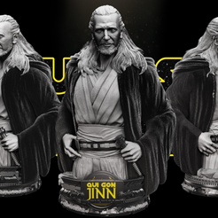 Portadas.png 3D file Quin-Gon Jinn Bust - Star Wars 3D Models - Tested and Ready for 3D printing・Design to download and 3D print