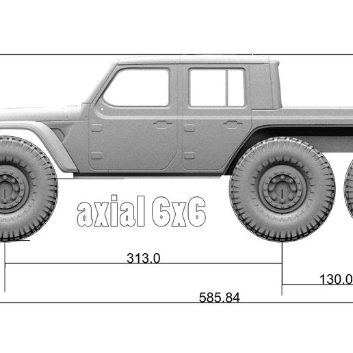 STL file 6X6 JEEP GLADIATOR RC HARD BODY SCALER 324 313 370 TRX AXIAL ...