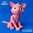 Cat-STL-File-For-3D-Printing4.jpg Cute Cat 3D Print STL File - Animal Articulated Flexi Model With Print In Place