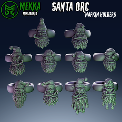 cavity.png OBJ file Santa Orc napkin rings・3D printable design to download, MekkaMiniatures