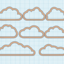 Cortantes-nubes.png STL file Clouds cookie cutters・3D printable model to download