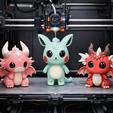 Realtime.png Cute Dragon Character Pack | Chibi Fantasy Creatures | 3D Printable STL Models