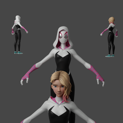 Portada.png OBJ file Spider Gwen Lowpoly Rigged・3D printing template to download