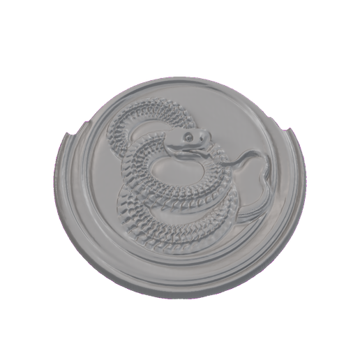 Coiled Rattlesnake Round Medallion Relief STL