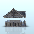 4.png Medieval house with terrace and thatched roof (1) - Warhammer Age of Sigmar Alkemy Lord of the Rings War of the Rose Warcrow Saga