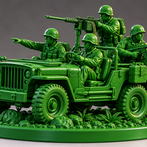 Green Army Toy Soldier – Military Jeep | STL