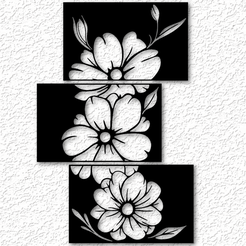 project_20230526_1018021-01.png STL file Flower panel set wall art floral panels wall decor 2d art・3D printable design to download