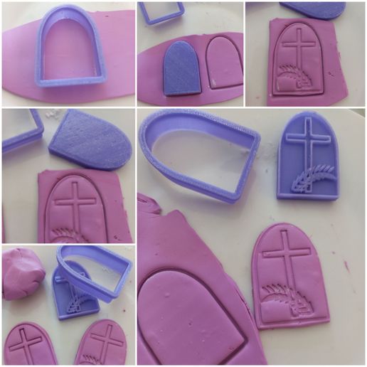 Easter theme Clay imprint earring cutter plus stamp 3D model