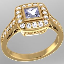 Louis Vuitton Style Diamond Ring 3D model 3D printable