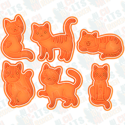 Cats-cookie-cutter-set-of-6.png 3D file Cats cookie cutter set of 6 *・3D printable model to download, roxengames