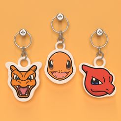 pack.jpg Файл STL Pokemon charmander, charmeleon и charizard HEAD KEYCHAIN (EASY PRINTS NO SUPPORTS)・Дизайн 3D-печати для загрузки3D