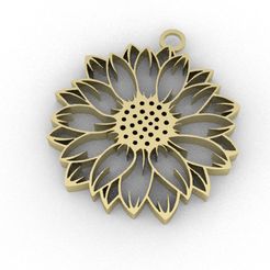 ty6.jpg Fichier OBJ colliers d'oreilles / pendentifs tournesol・Modèle imprimable en 3D à télécharger