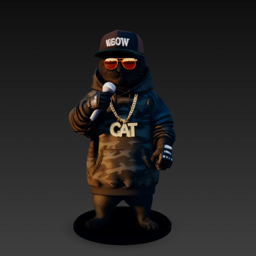 🐱 Urban Black Cat Rapper Figure - Street Style・ STL File for 3D ...