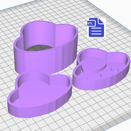 STL00580-6.png Fichier 3D Moule à bombes de bain 3pc Hearts UFO・Modèle à imprimer en 3D à télécharger, CraftsAndGlitterShop