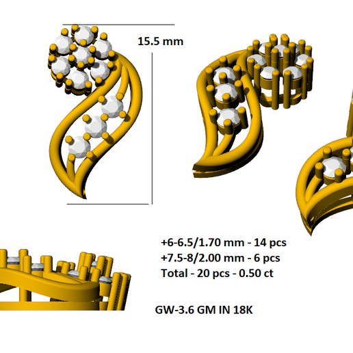 Diamond Earrings 3D model