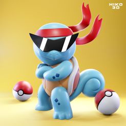 squirtle_01.jpg Télécharger fichier STL gratuit Squirtle Squad Leader - Figure Pokémon • Plan à imprimer en 3D, HIKO3D